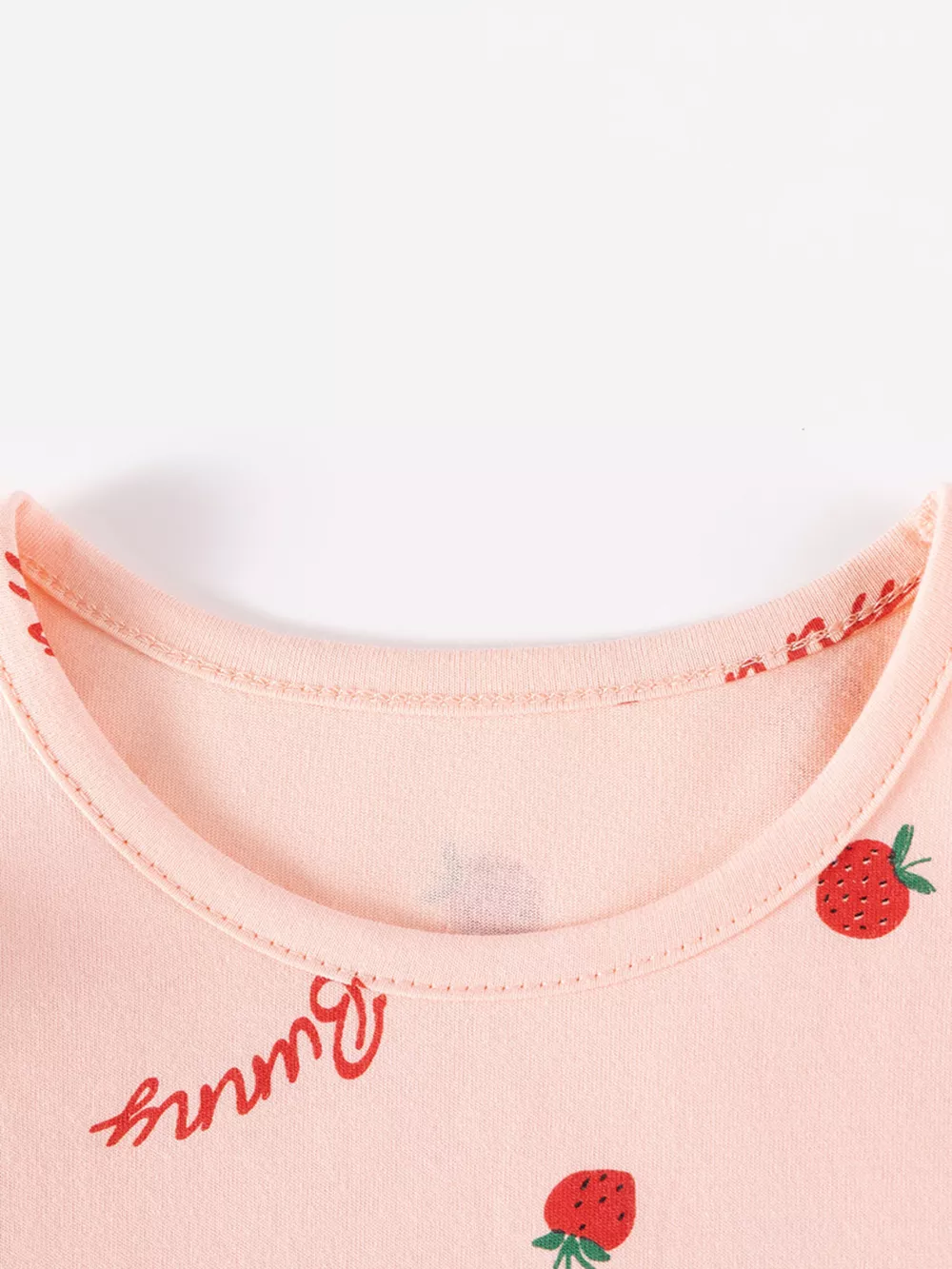 Children's Strawberry and Bunny Print Ruffled Long-Sleeve A-Line Dress, image 3