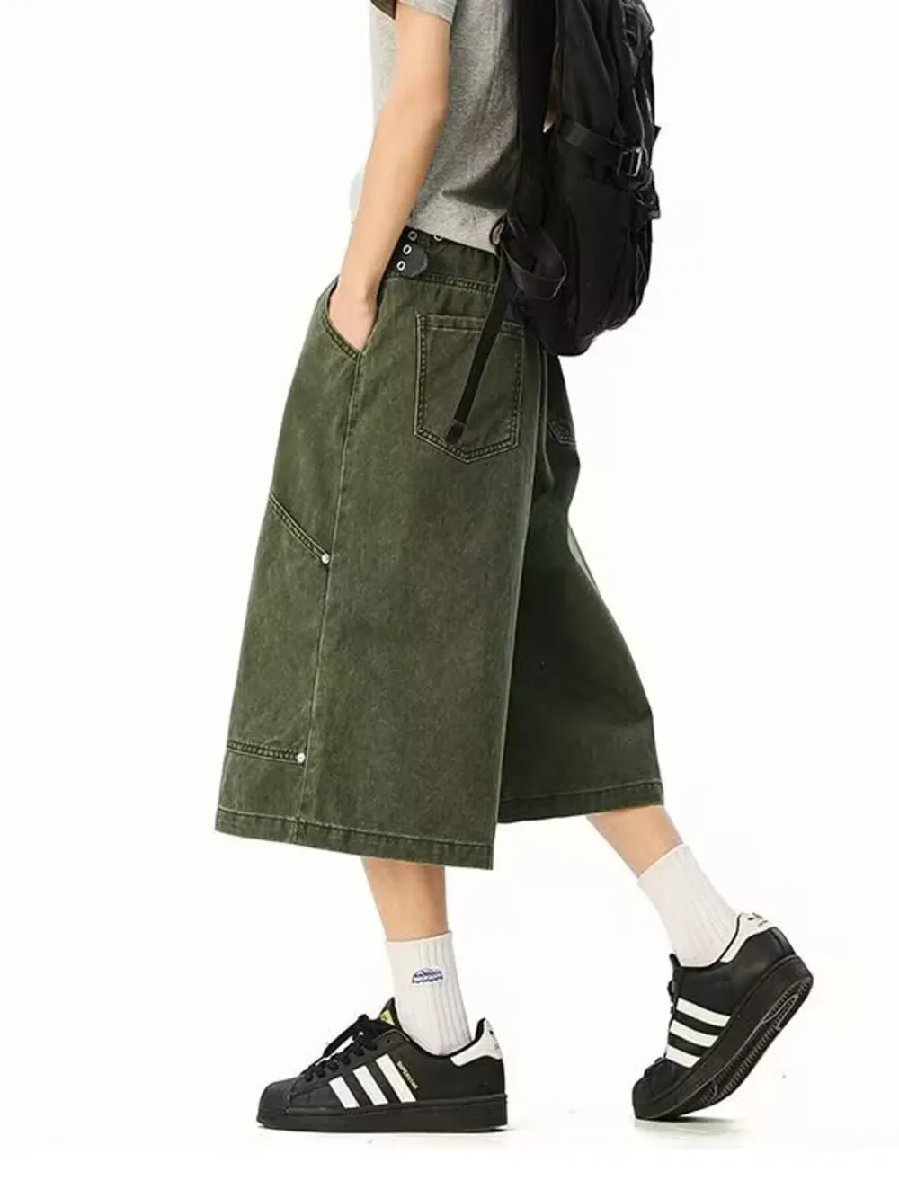 Men's Full Size Wide Leg Cropped Shorts Plus Size, image 7