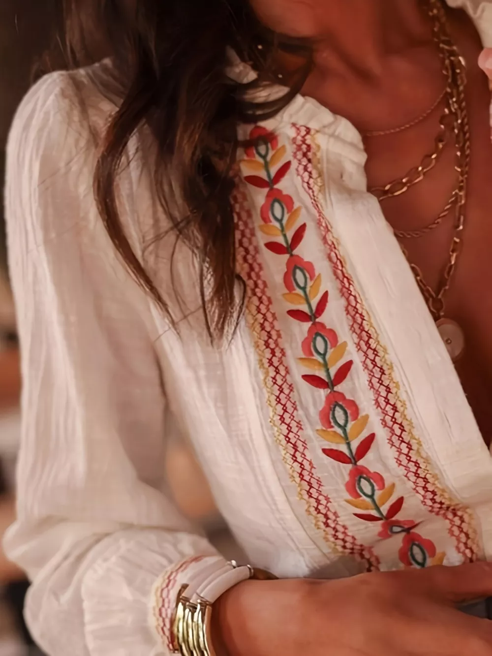 Embroidered Button Up Long Sleeve Shirt, image 4