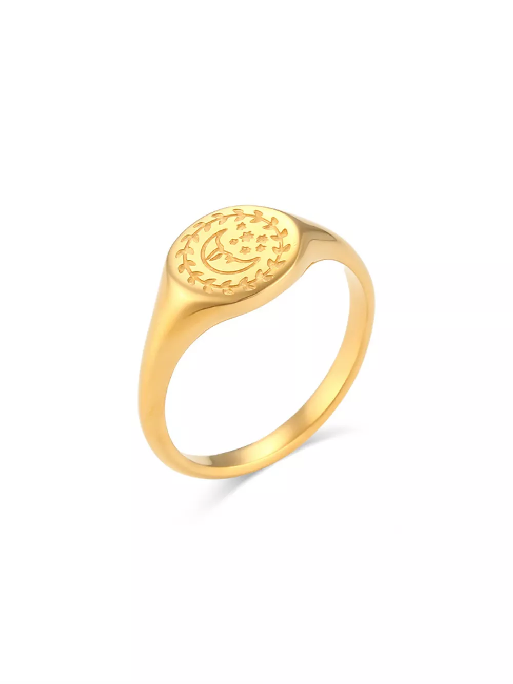 18K Gold-Plated Sun Motif Signet Ring, image 4