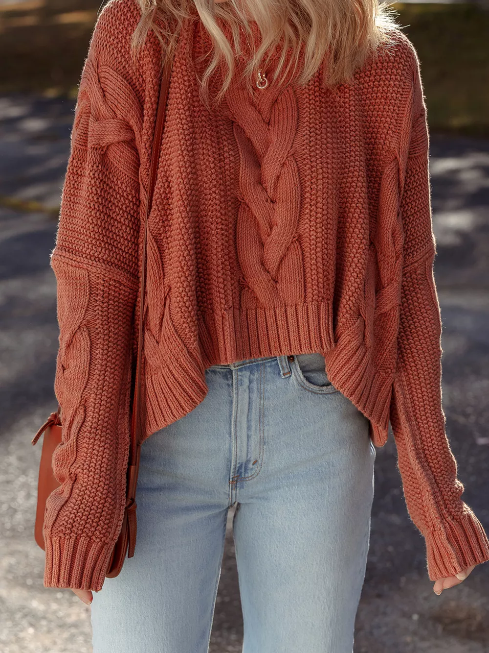 Cable-Knit Chunky Fit Slouchy Textured Sweater, image 3