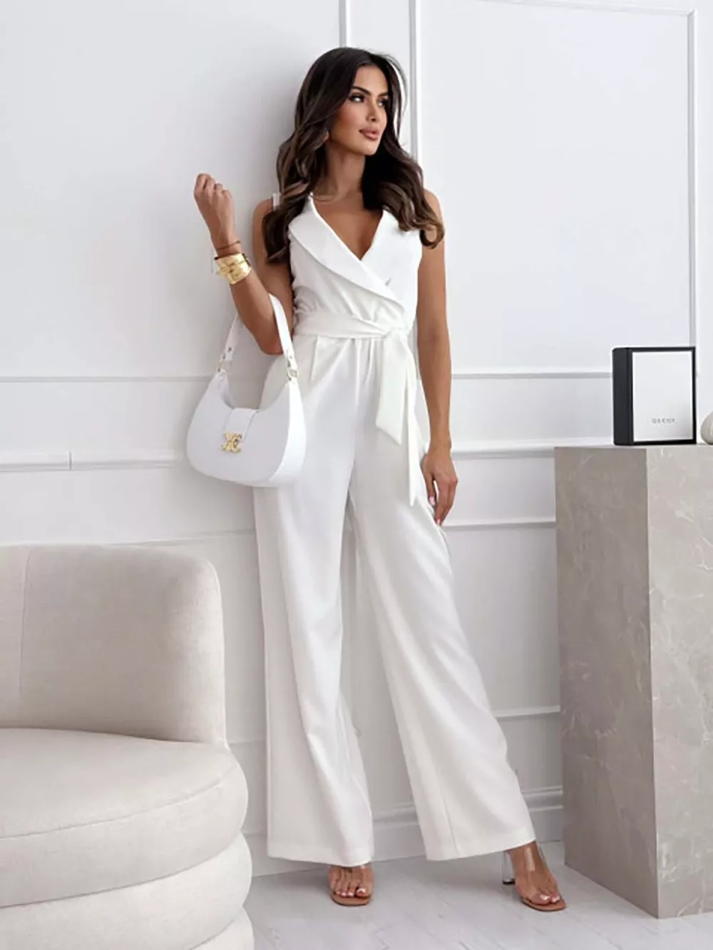 Surplice Sleeveless Wide-Leg Jumpsuit, image 14