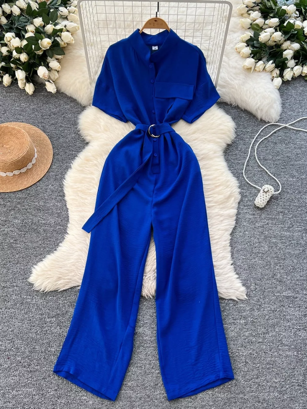 Button Front Wide Leg Jumpsuit, image 11