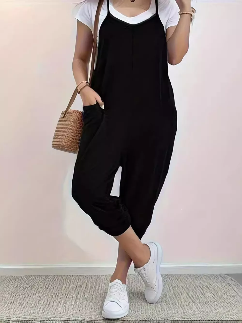 Casual Loose Fit Spaghetti Strap Jumpsuit, image 8