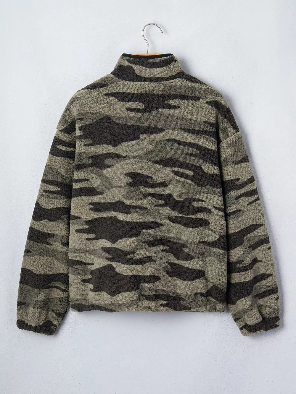 Camouflage Fleece Half Zip-Up Long Sleeve Pocket Sweatshirt, image 4