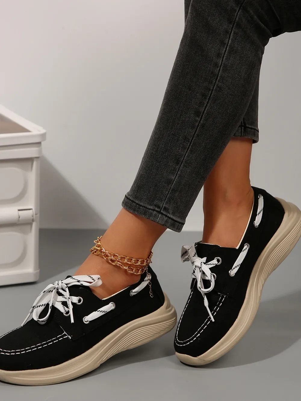 Lace Up Round Toe Sneakers, image 3