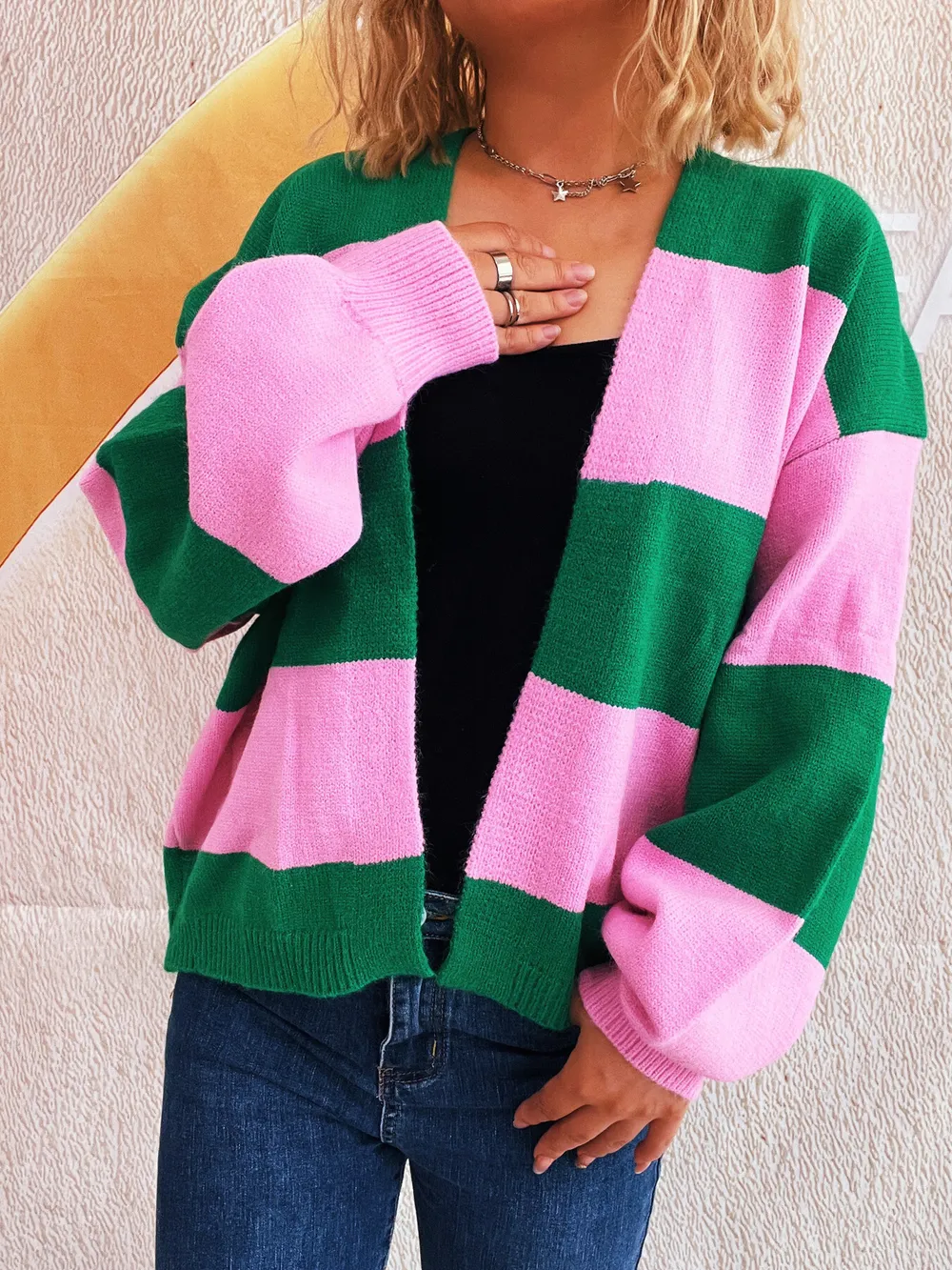 Color Block Open Front Cardigan, image 14