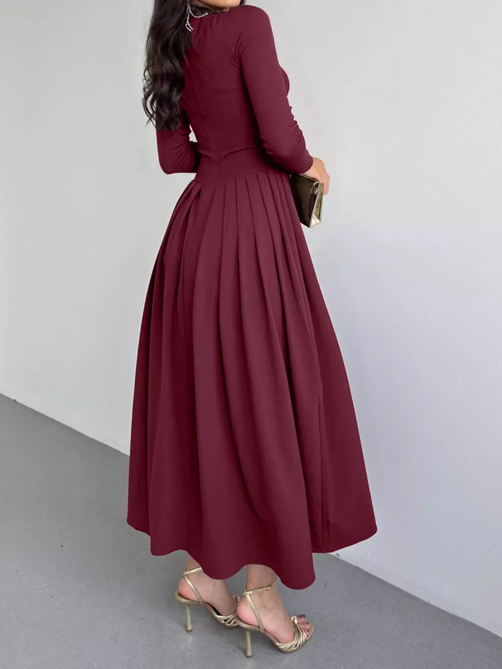 Ruched One Shoulder Long Sleeve Dress, image 6