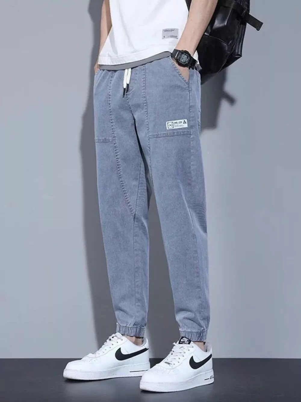 Men's Full Size Casual Drawstring Jeans Plus Size, image 3
