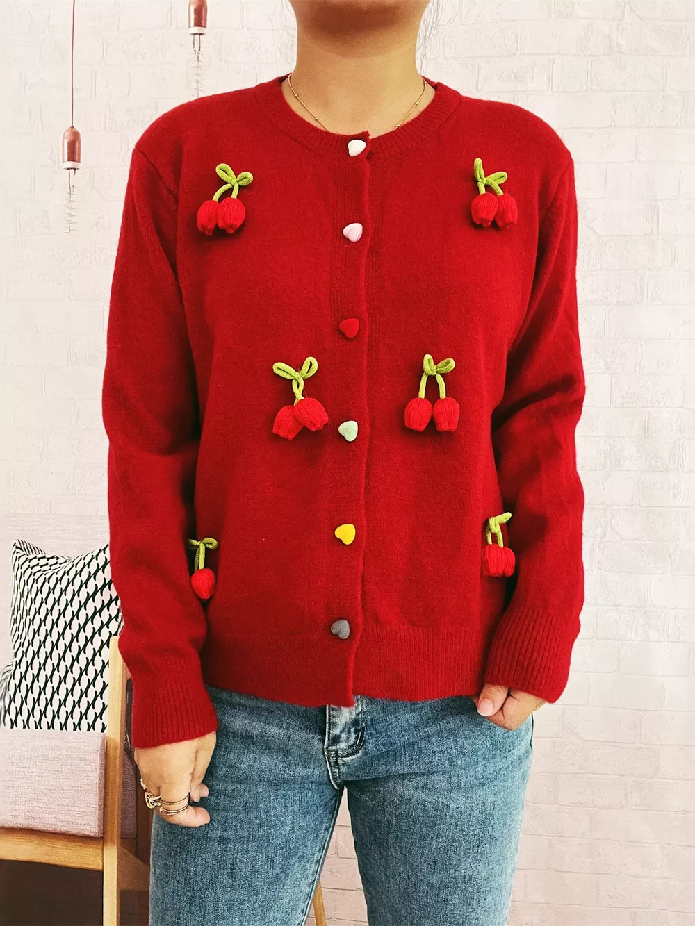 Flower Button Up Long Sleeve Cardigan, image 15