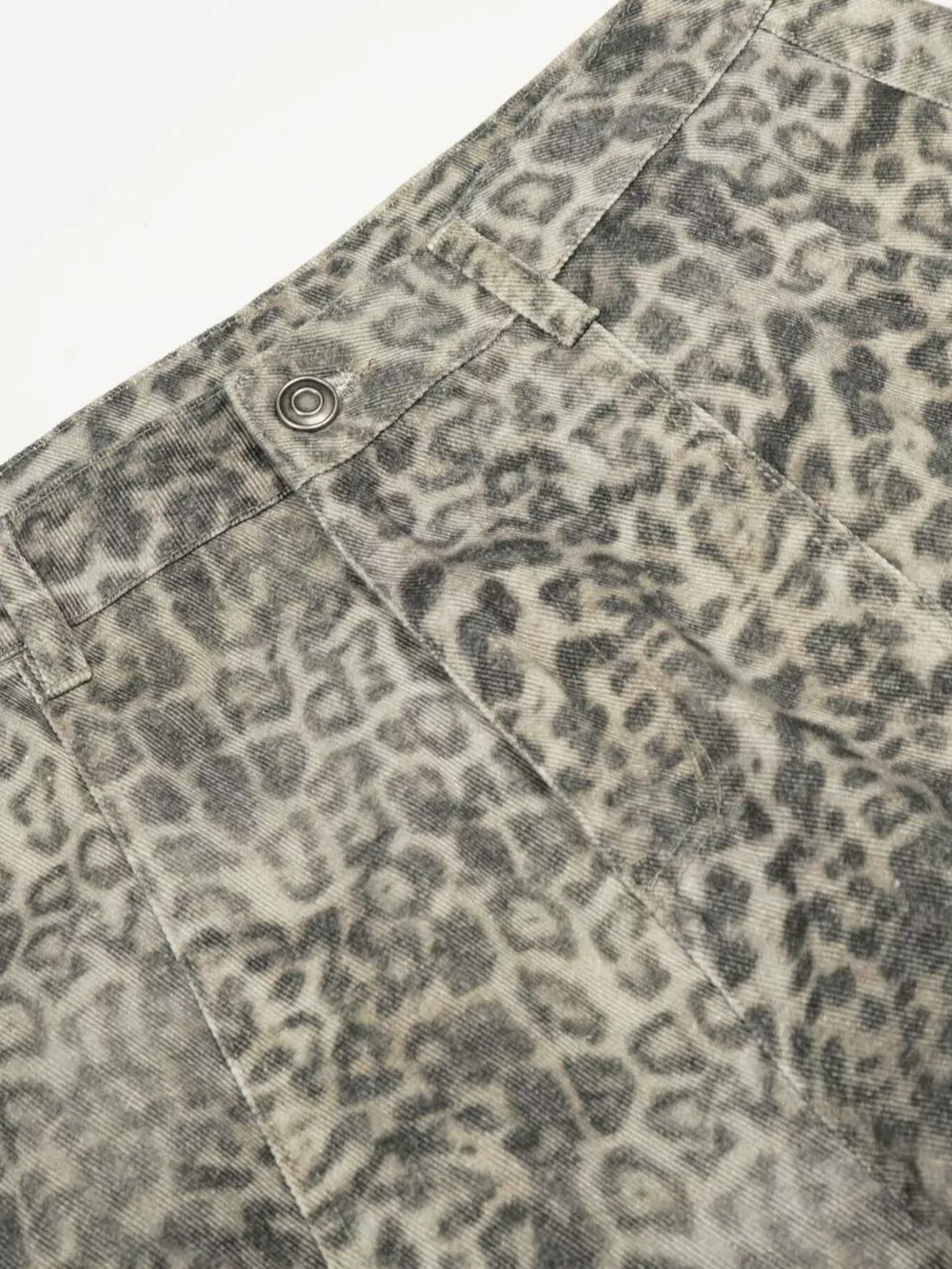 Men's High-Waisted Leopard Print Wide-Leg Barrel Pants, image 6