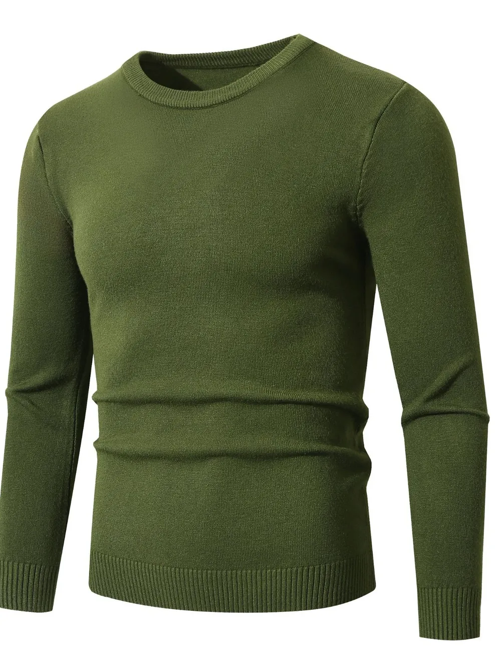 Men's Plus Size Ribbed Hem Long Sleeve Sweater, image 11