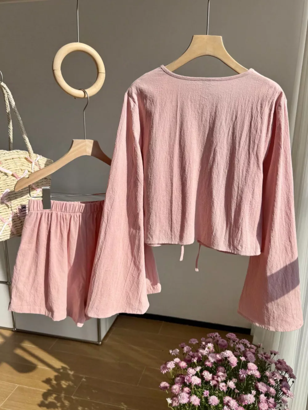 Embroidered Tie-Front Top & Shorts Set, image 24