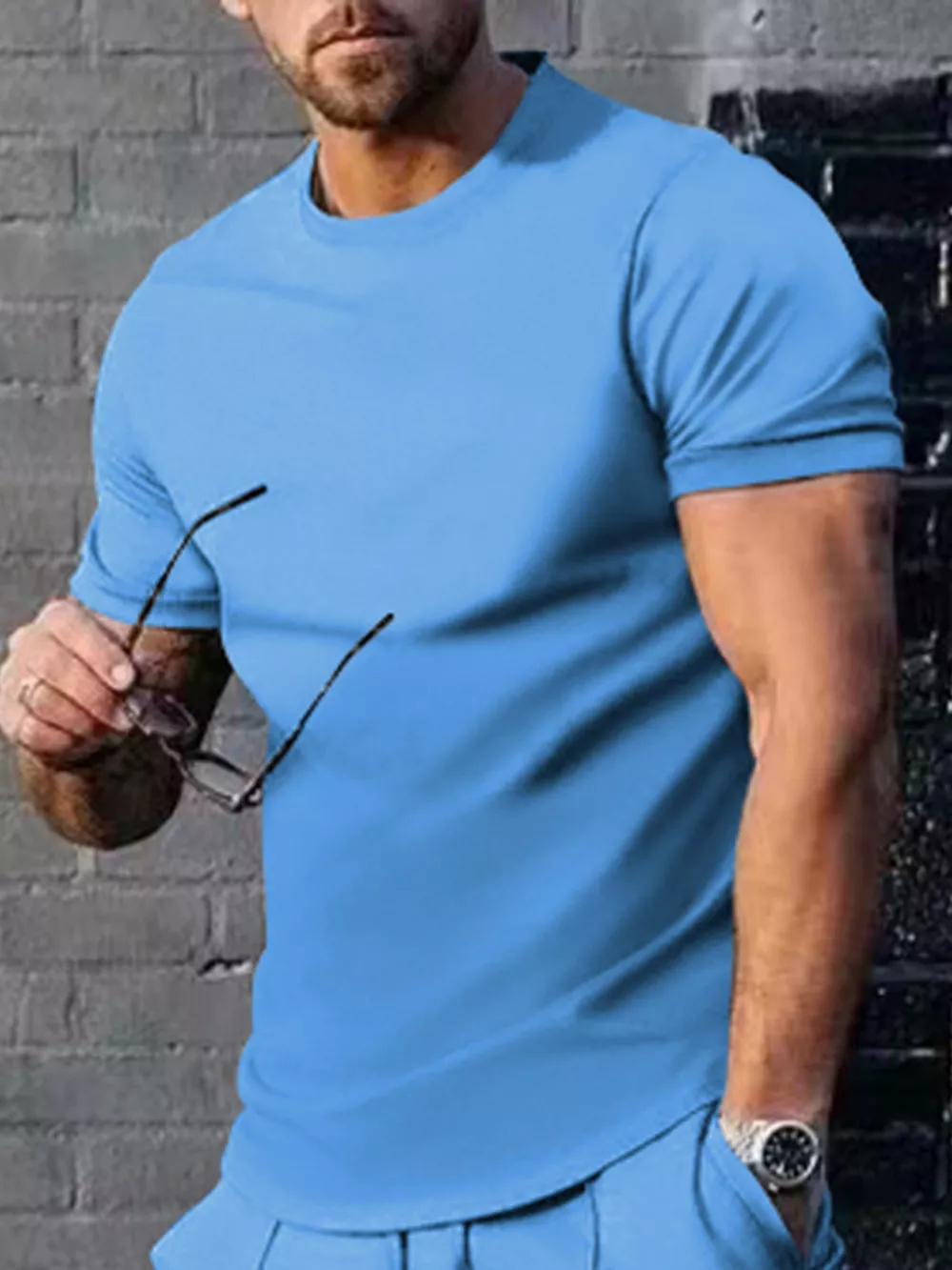 Men's Plus Size Solid Color Casual T-Shirt, image 5