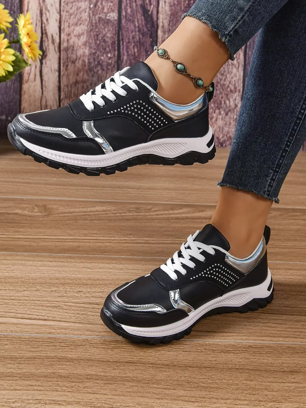 Lace Up Round Toe Sneakers, image 9