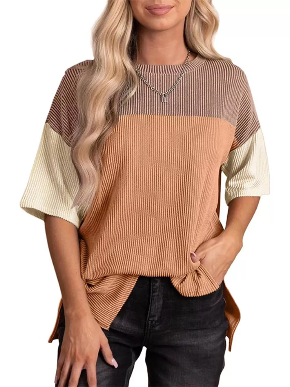 Color Block Half Sleeve Top, image 7