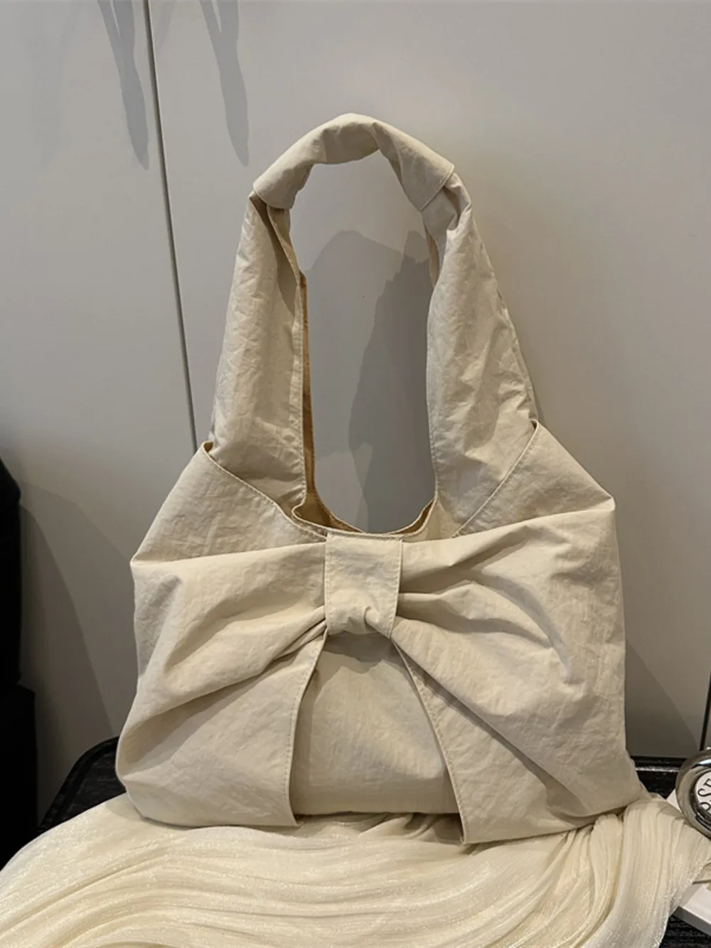 Ruched Bow Shoulder Bag