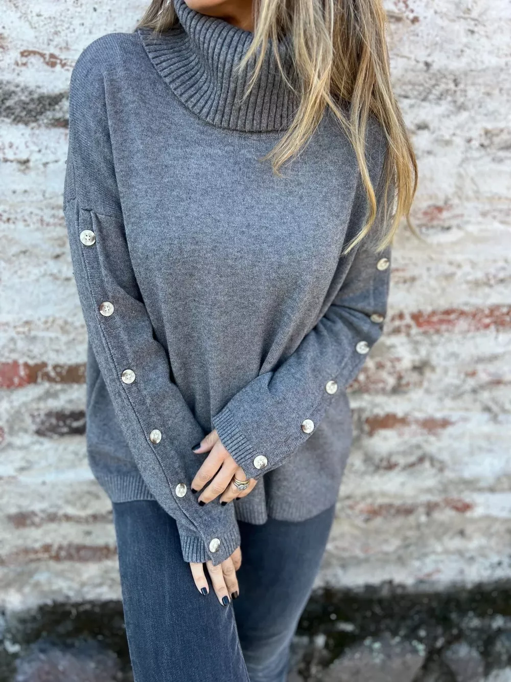 Full Size Turtleneck Long Sleeve Sweater Plus Size, image 5