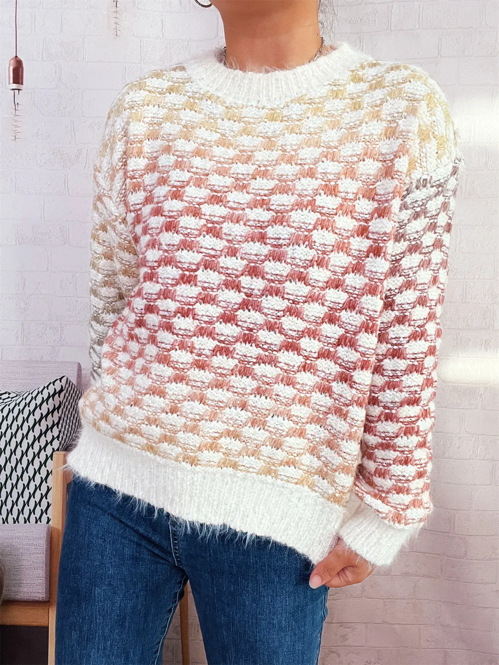 Rainbow Gradient Round Neck Sweater, image 8