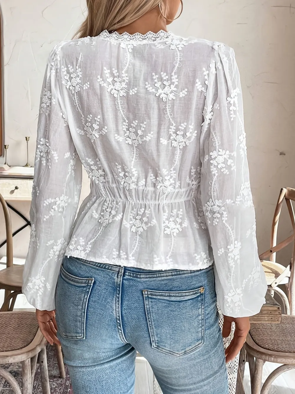 Lace Detail Button Up Shirt, image 5