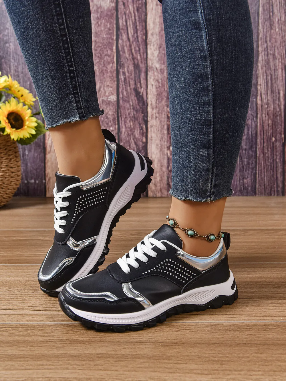 Lace Up Round Toe Sneakers, image 10