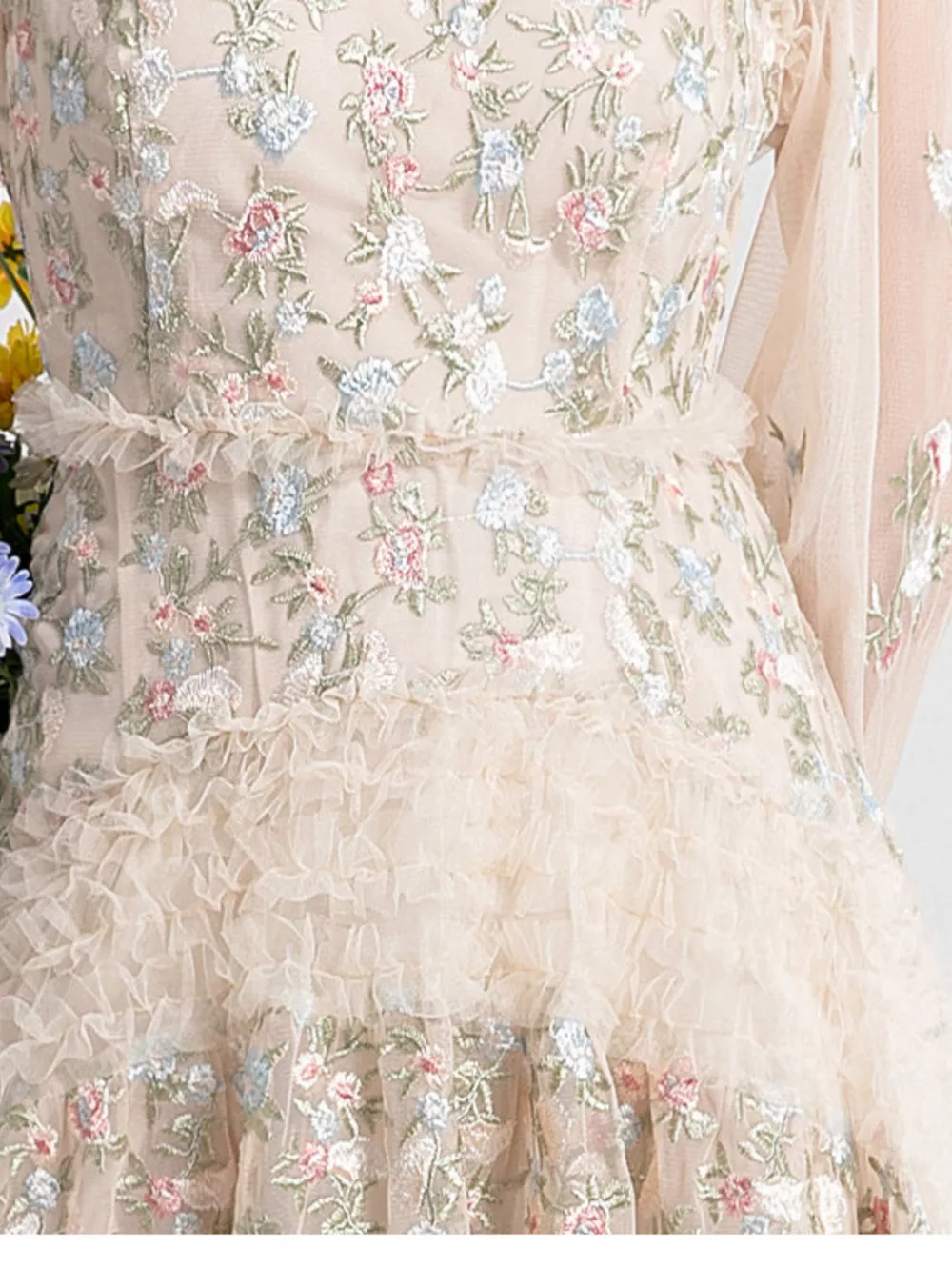 Floral Tulle Layered Maxi Dress, image 9