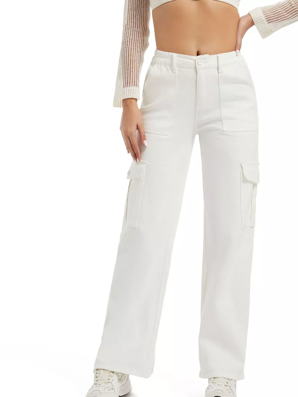 High-Waisted Cargo Jeans, image 4