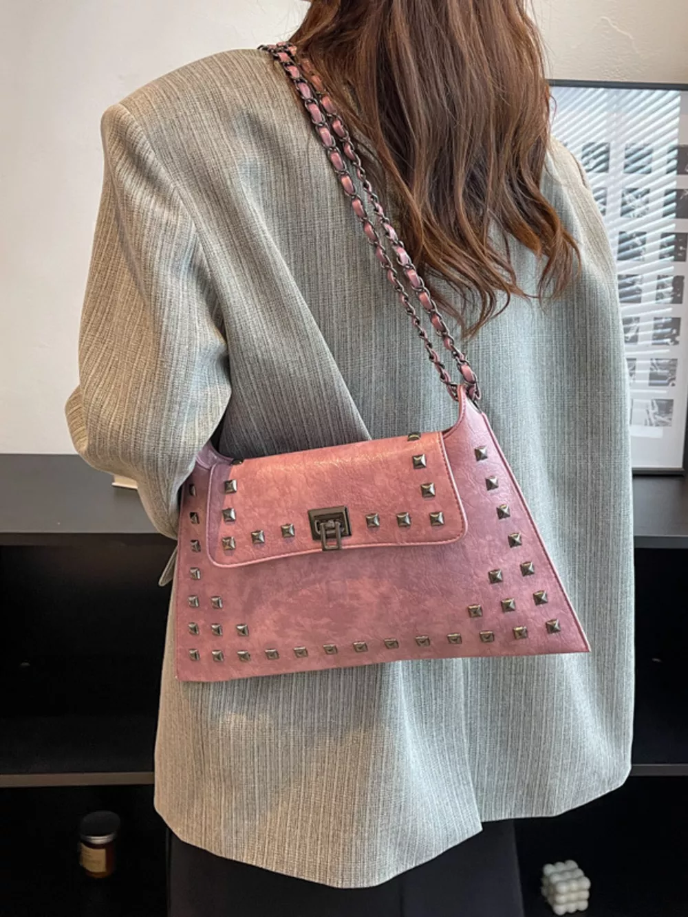 Studded Flap Chain Shoulder Bag, image 11