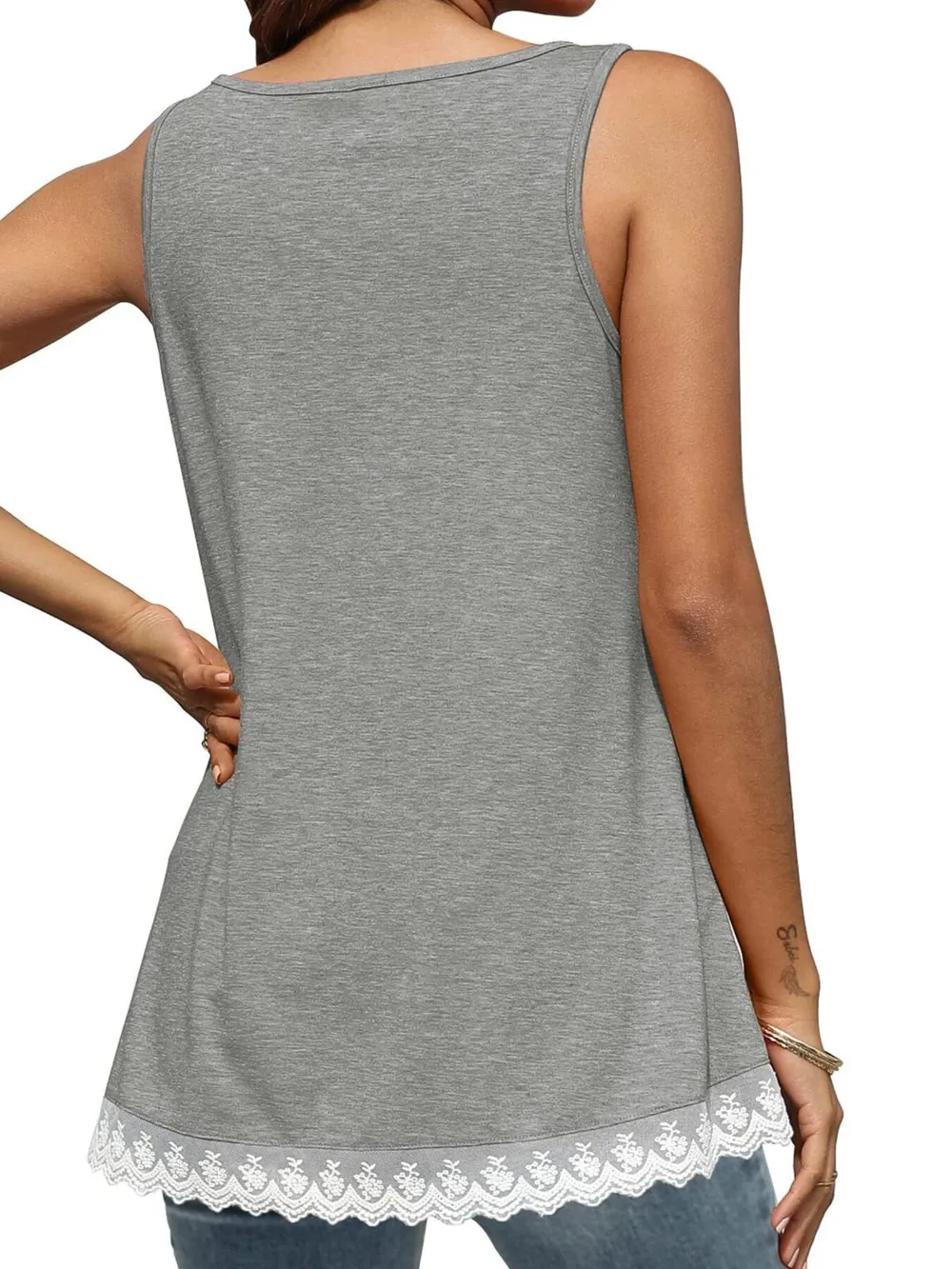 Lace Trim Wide Strap Tank Top, image 23