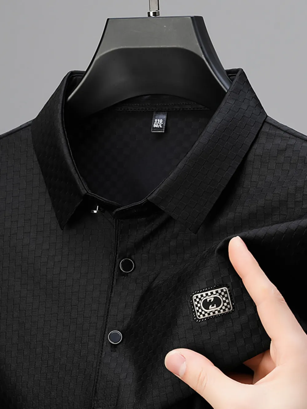 Men's Plus Size Diamond Pattern Short Sleeve Polo Shirt, image 10