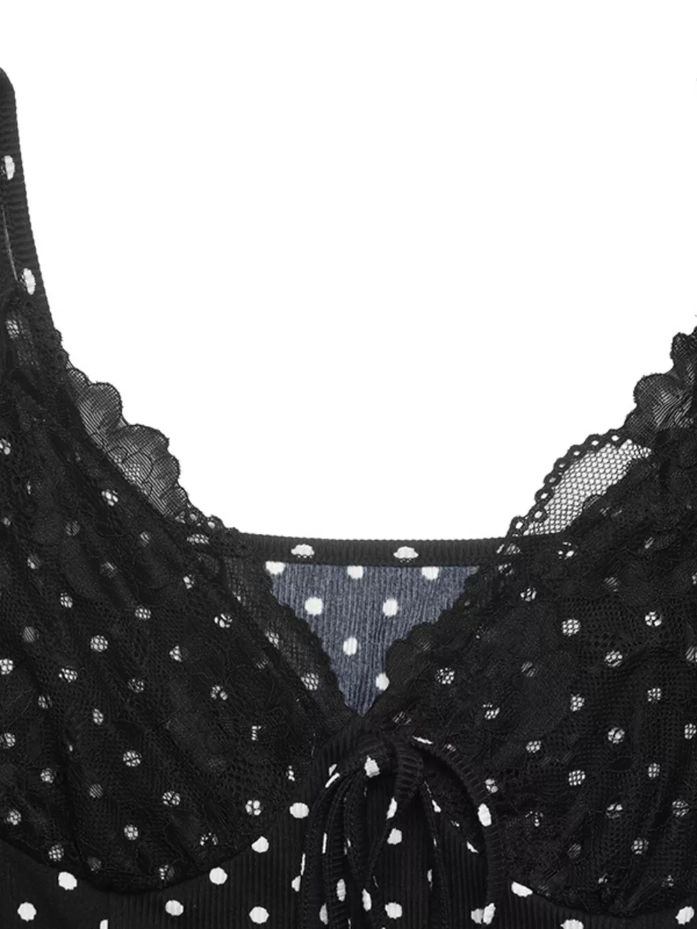 Polka Dot Lace Trimmed V-Neck Mini Dress, image 8