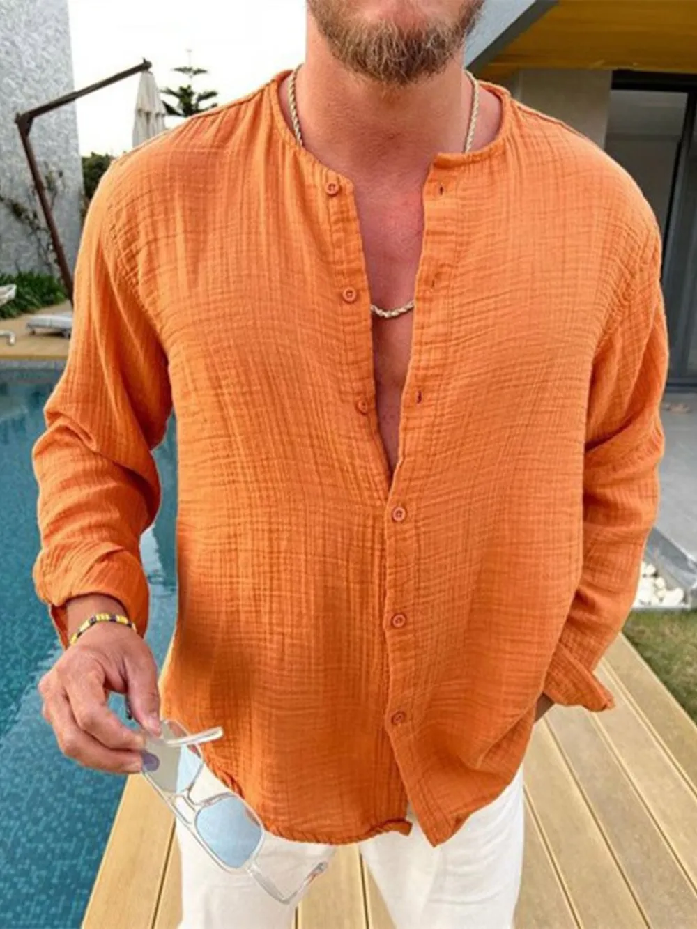 Men's Full Size Long Sleeve Casual Button-Up Shirt Plus Size, image 2