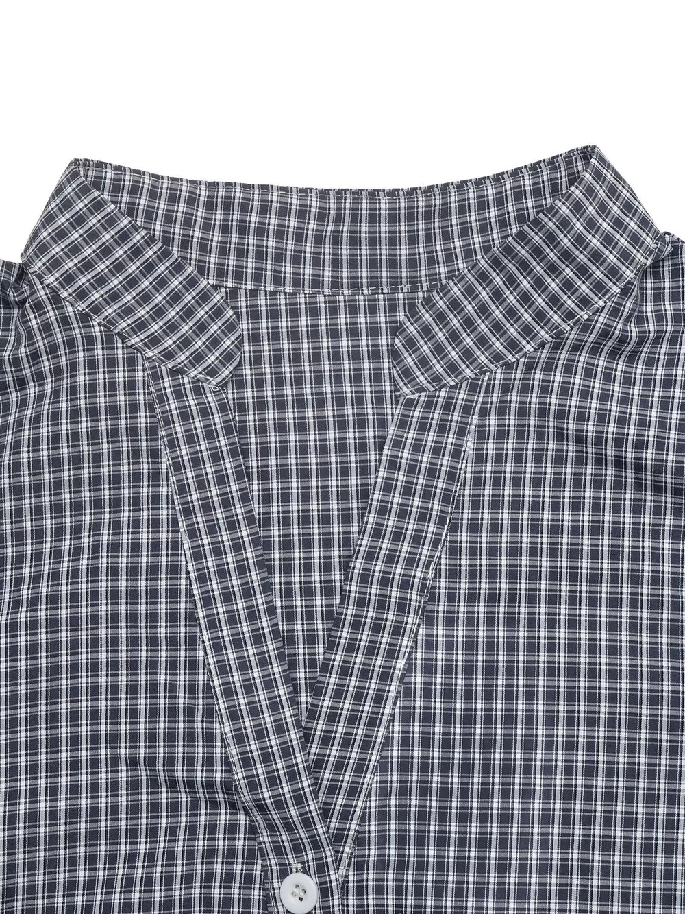 Gingham Button Up Shirt with Tie-Sleeve Detail, image 8