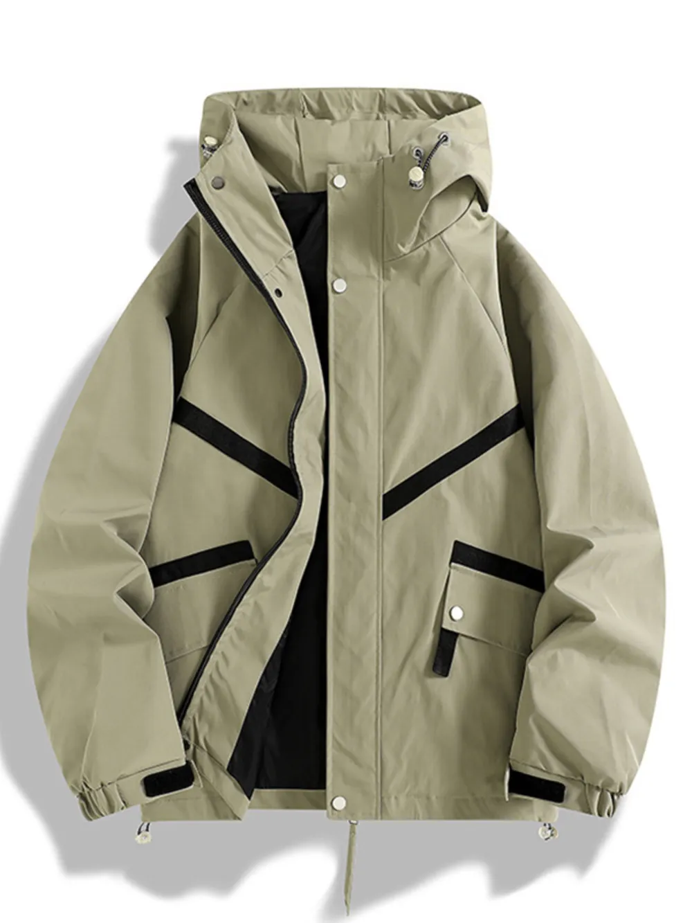 Men's Full Size Casual Hooded Zip-Up Outerwear Plus Size