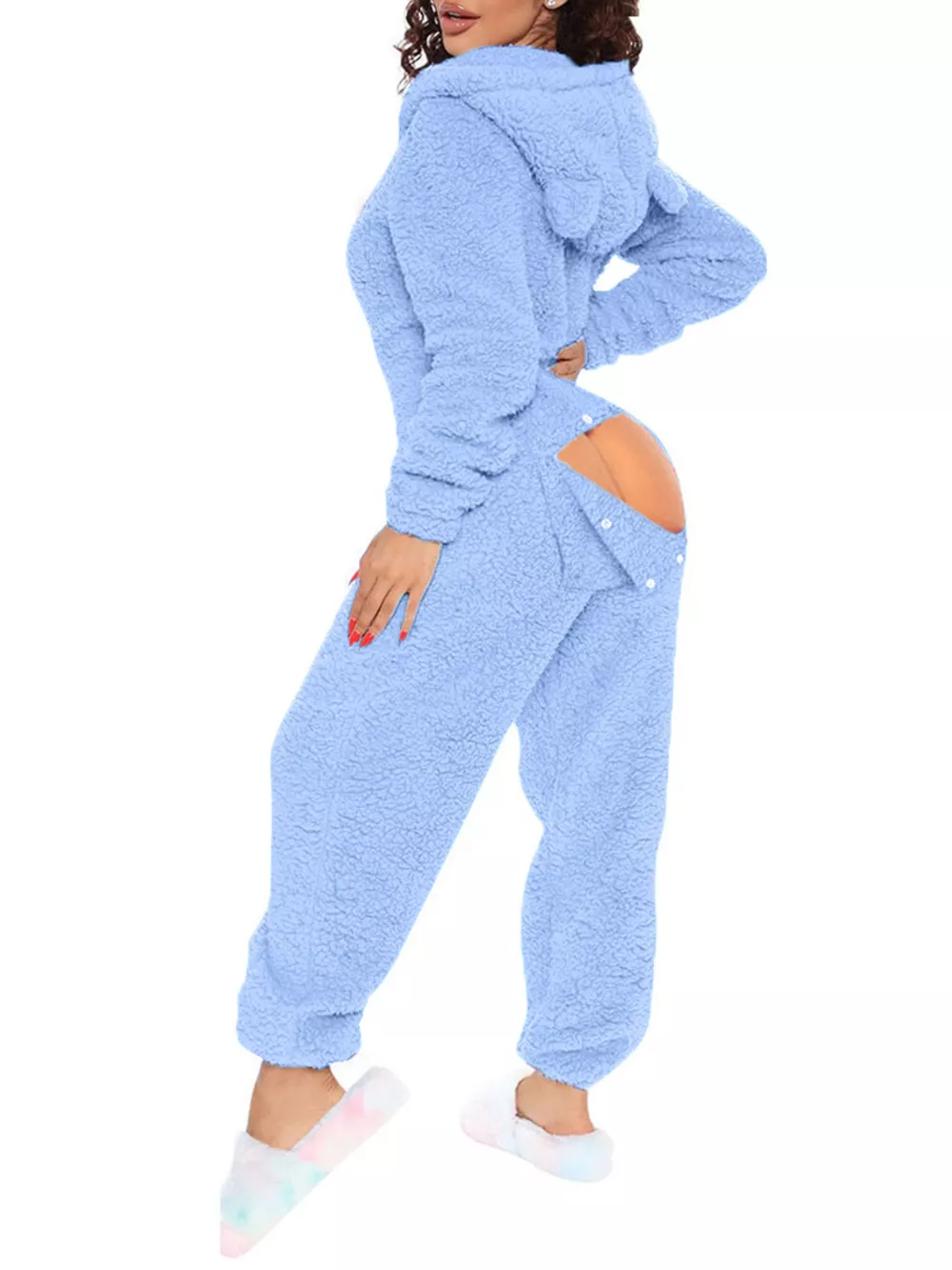 Fleece Hooded Open Back Jumpsuit, image 10