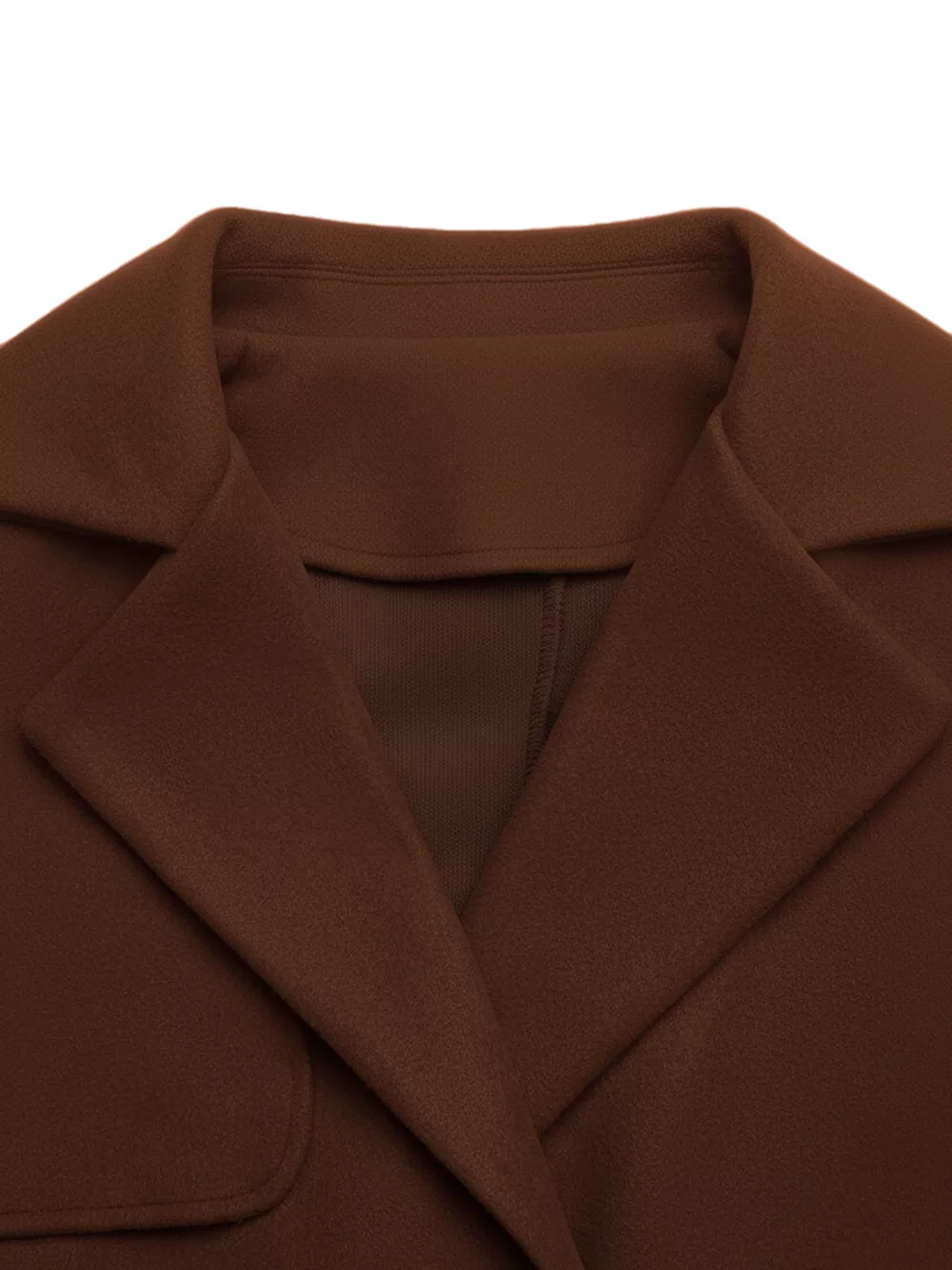 Lapel Collar Belted Wool Blend Coat, image 6