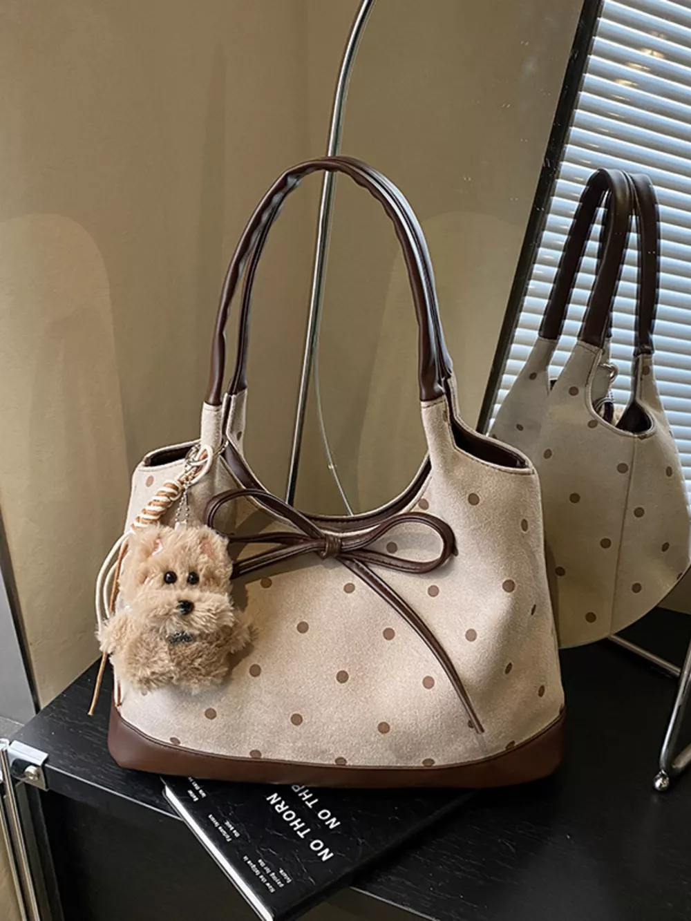 Polka Dot Bow Shoulder Bag, image 5