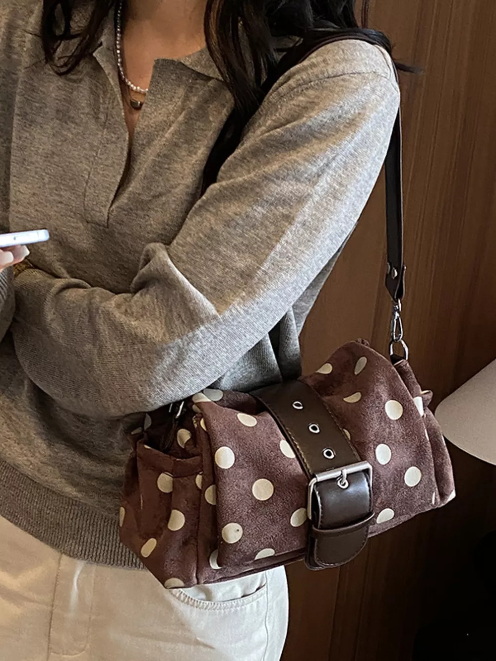 Vintage Polka Dot Shoulder Bag, image 3