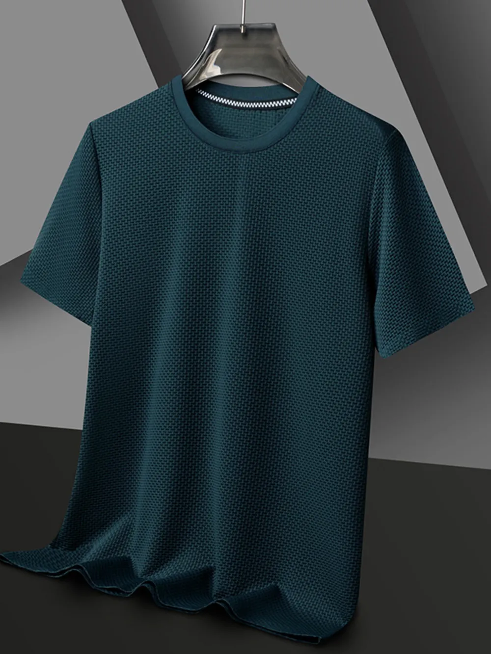 Men's Plus Size Breathable Texture Short Sleeve T-Shirt, image 3