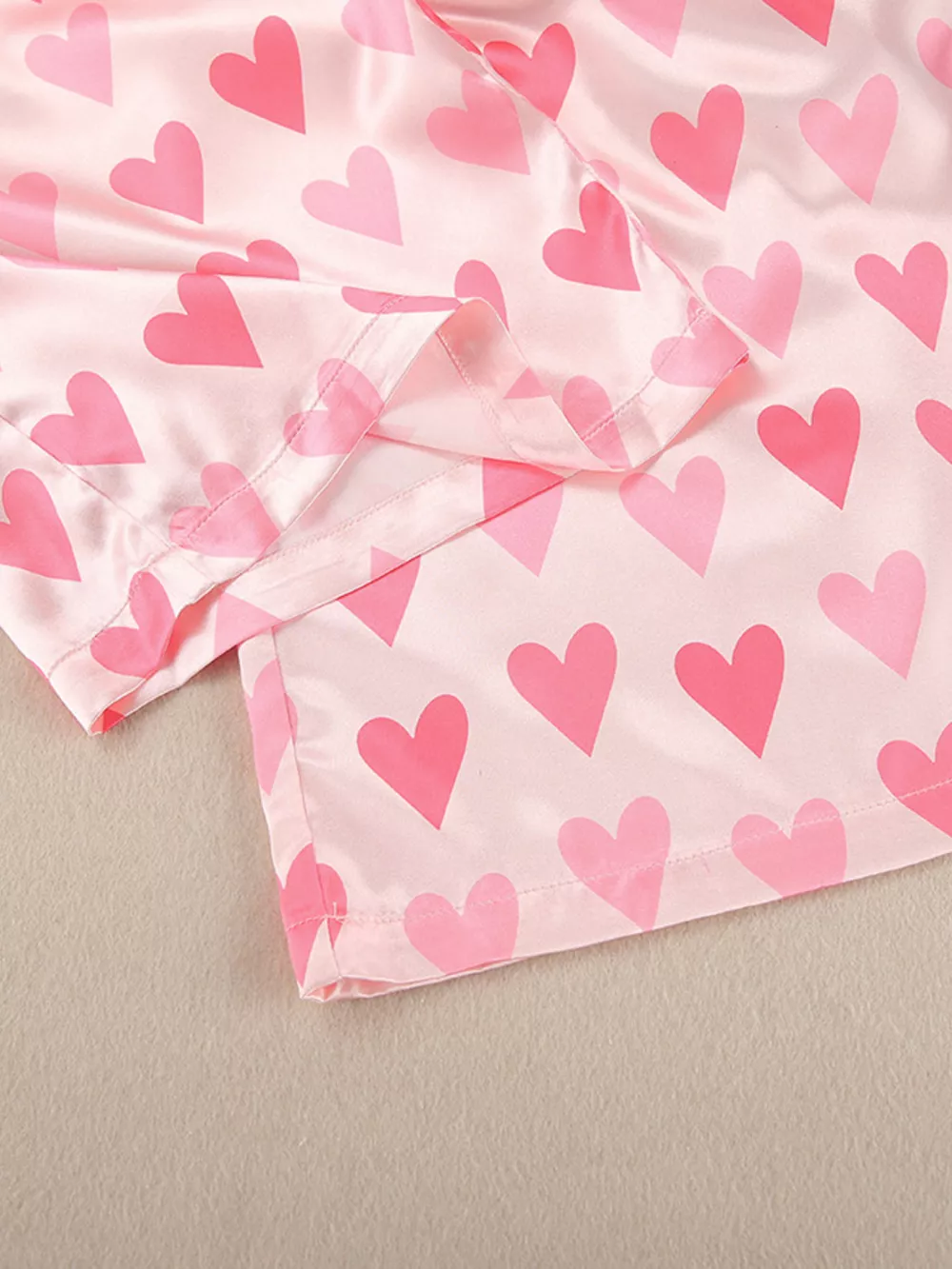Heart Print Button Up Top and Pants Lounge Set, image 14