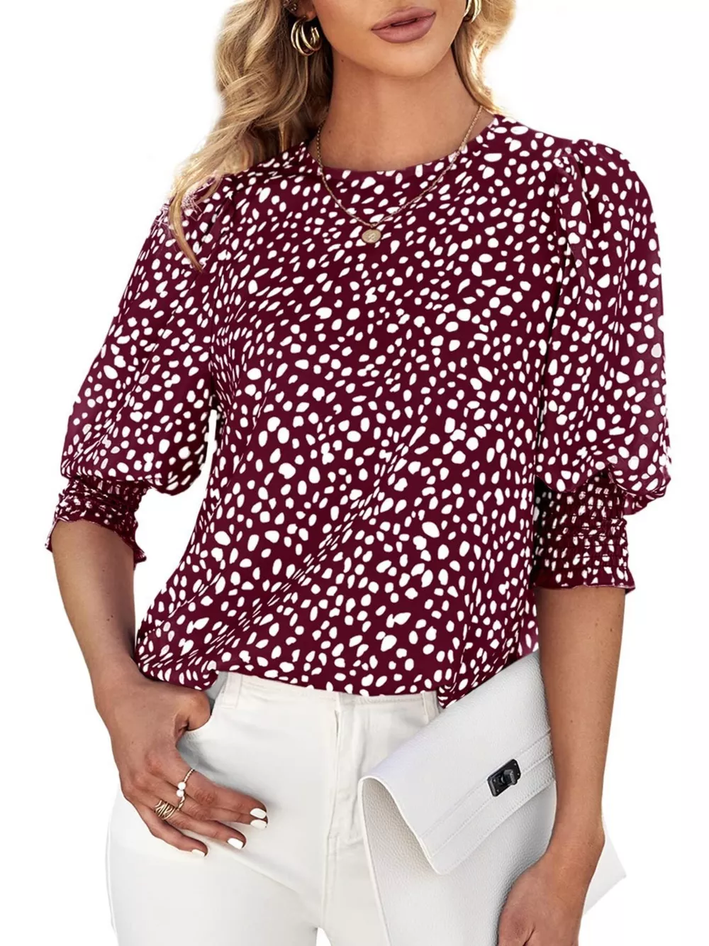 Animal Print Half Sleeve Blouse, image 13