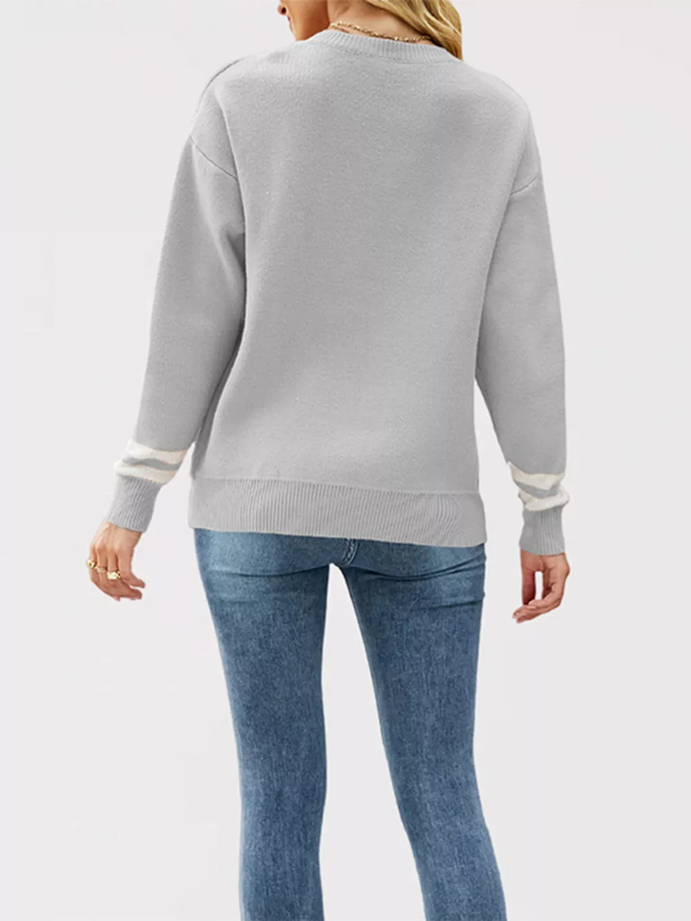 Letter Crew Neck Dropped Shoulder Sweater, image 5