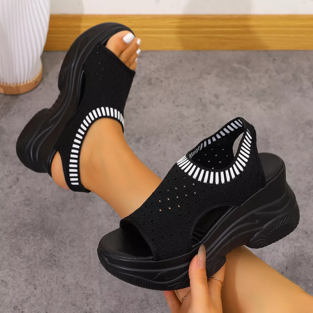 Mesh Platform Wedge Sandals, image 14