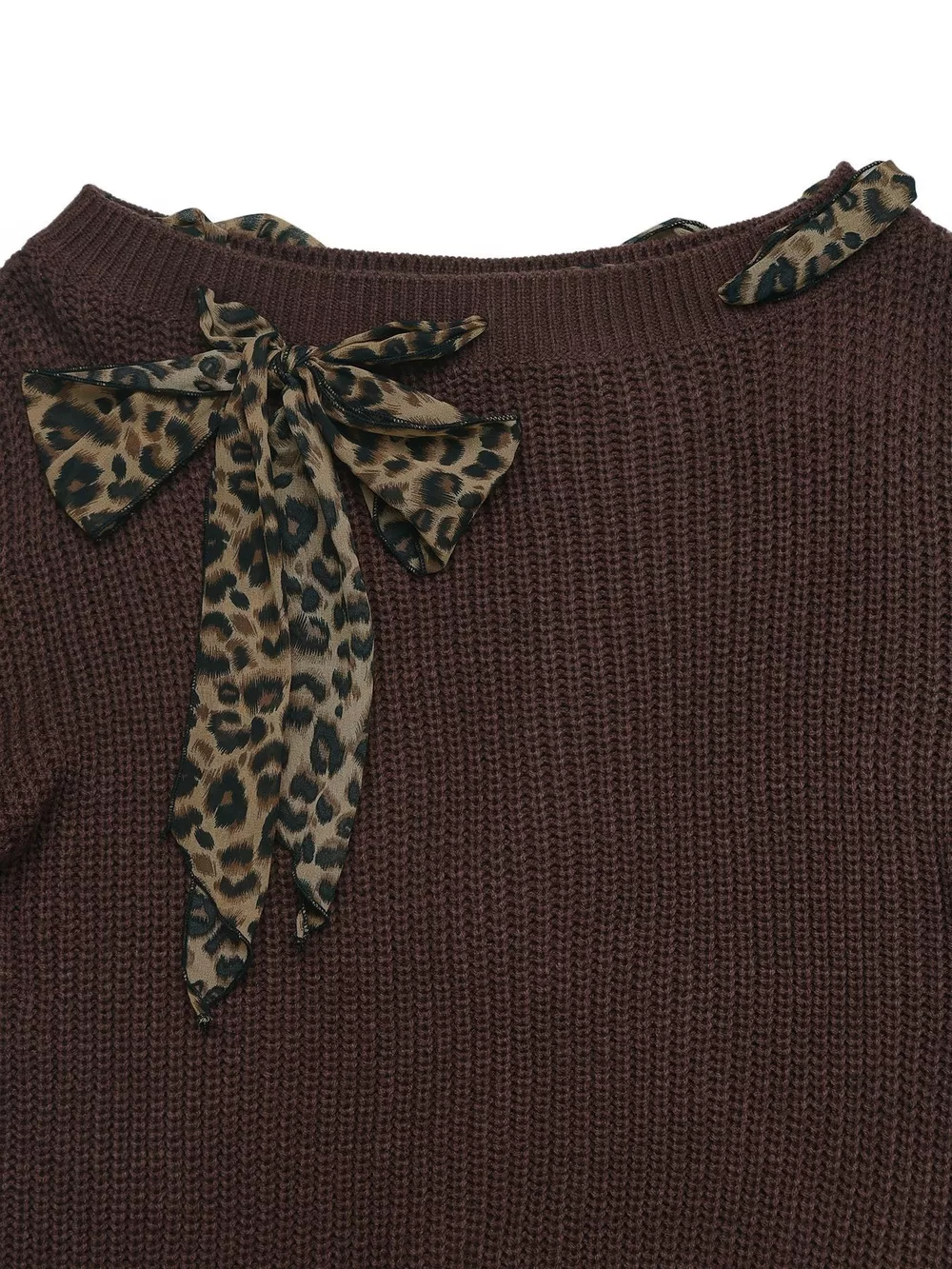 Leopard Bow Dropped Shoulder Sweater, image 7