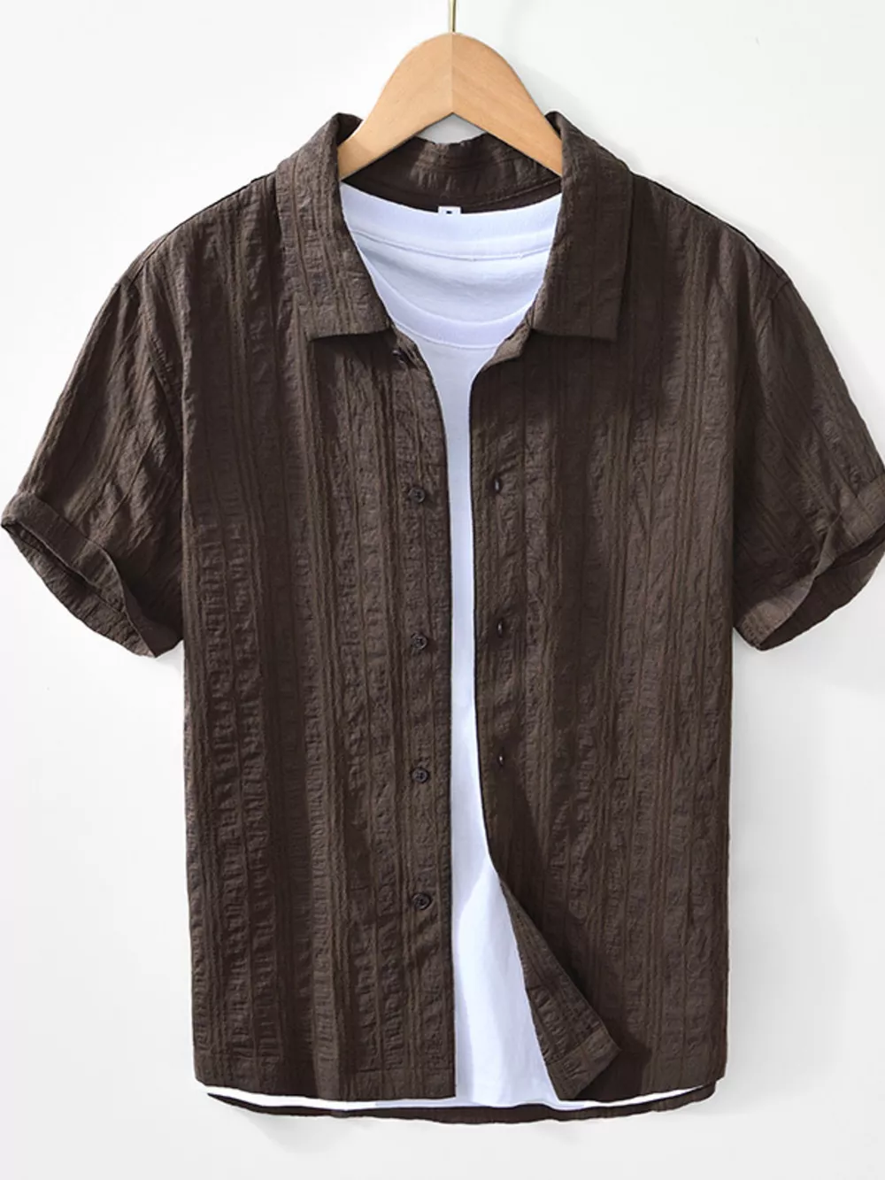 Men's Plus Size Button Up Short Sleeve Shirt