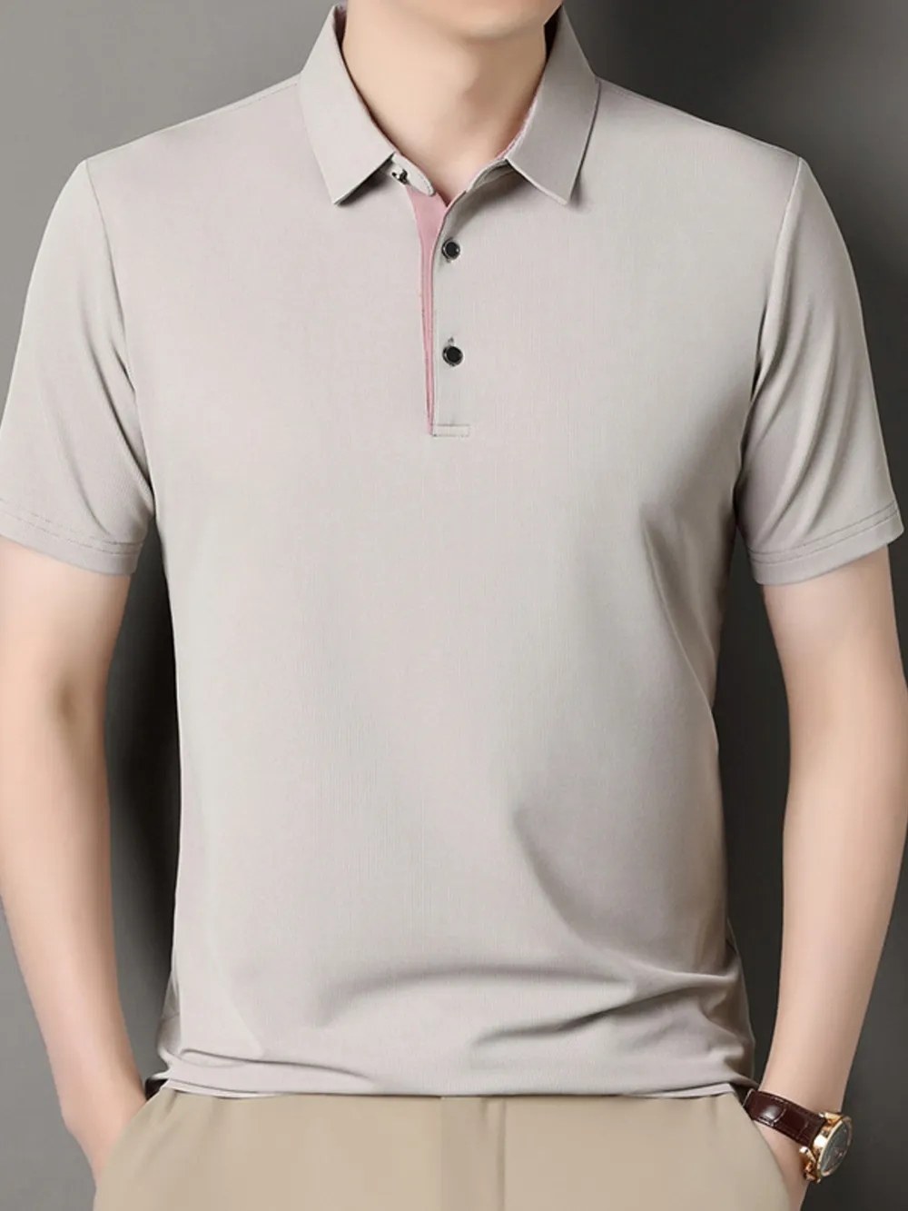 Men's Plus Size Button Detail Short Sleeve Polo, image 8