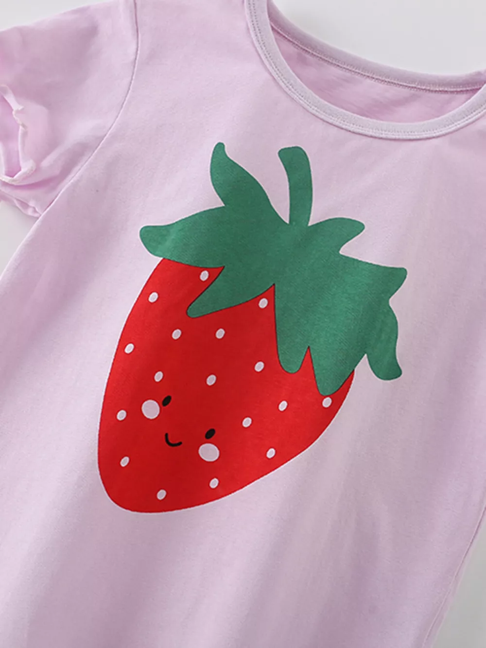 Children's Strawberry Round Neck Tee and Shorts Set, image 2