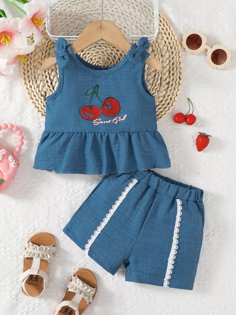 Children's Cherry Peplum Tank and Shorts Set, image 5