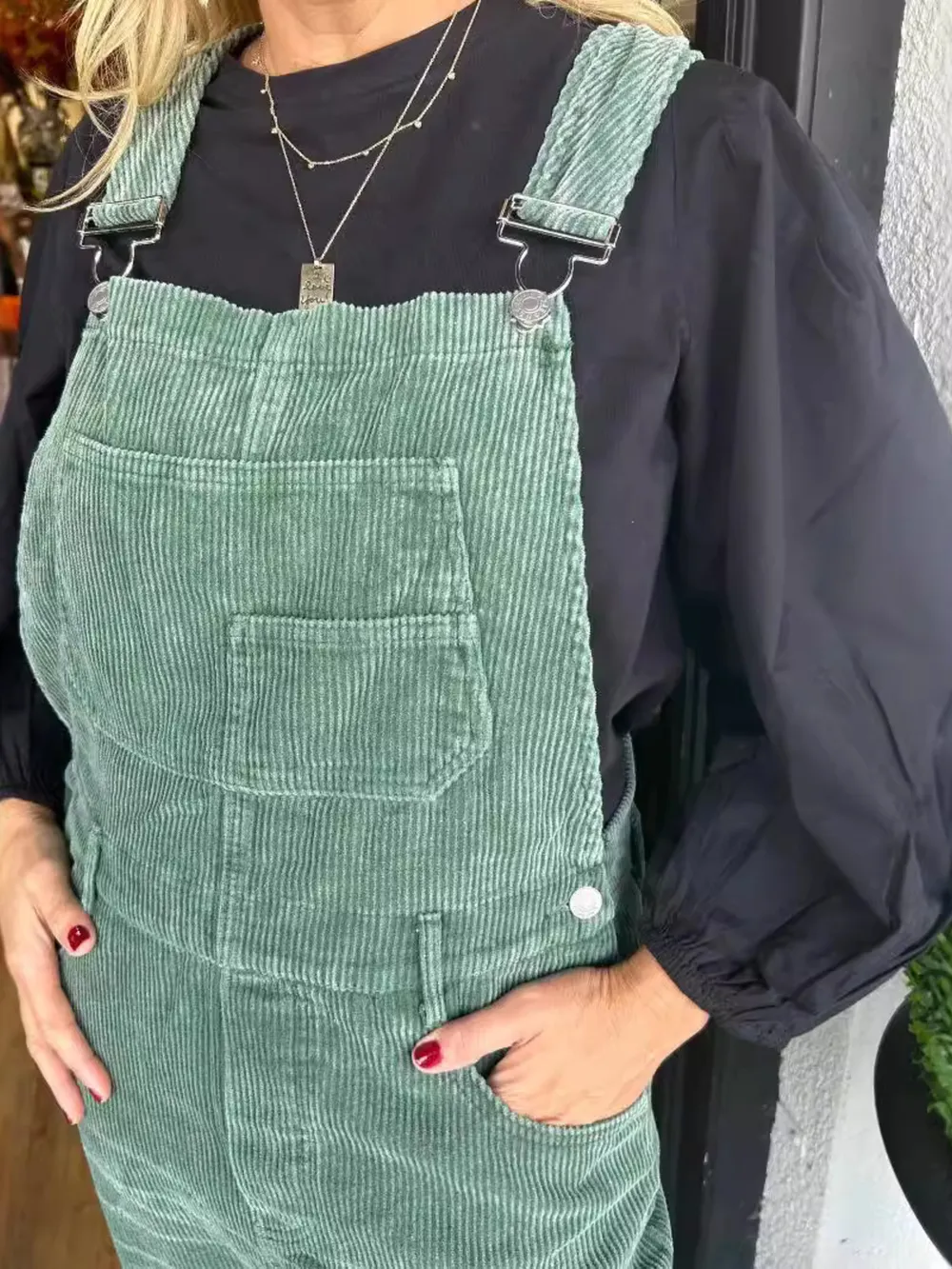 Distressed Wide Leg Corduroy Overalls, image 15