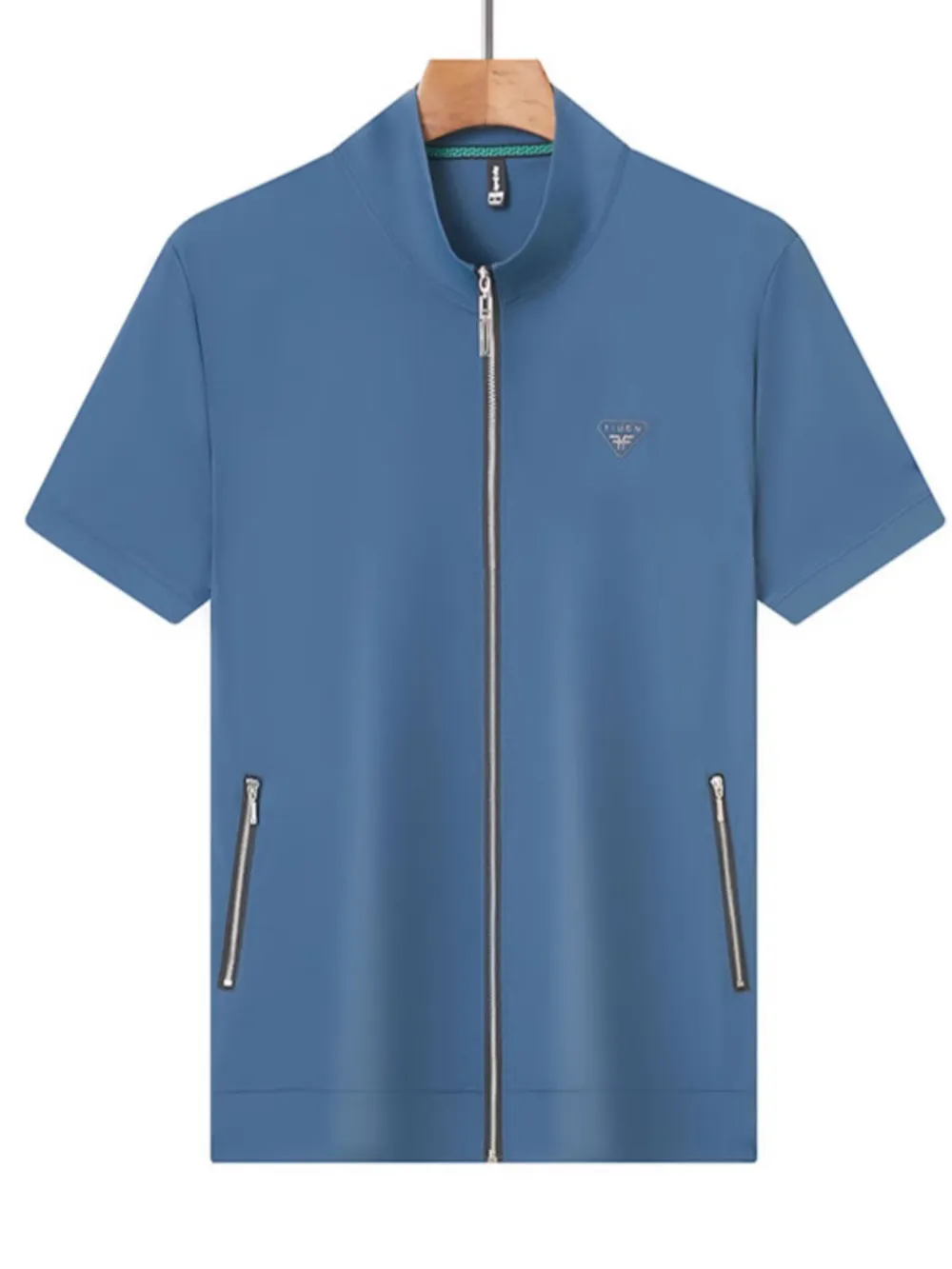 Men's Plus Size Zip Up Short Sleeve Top, image 2
